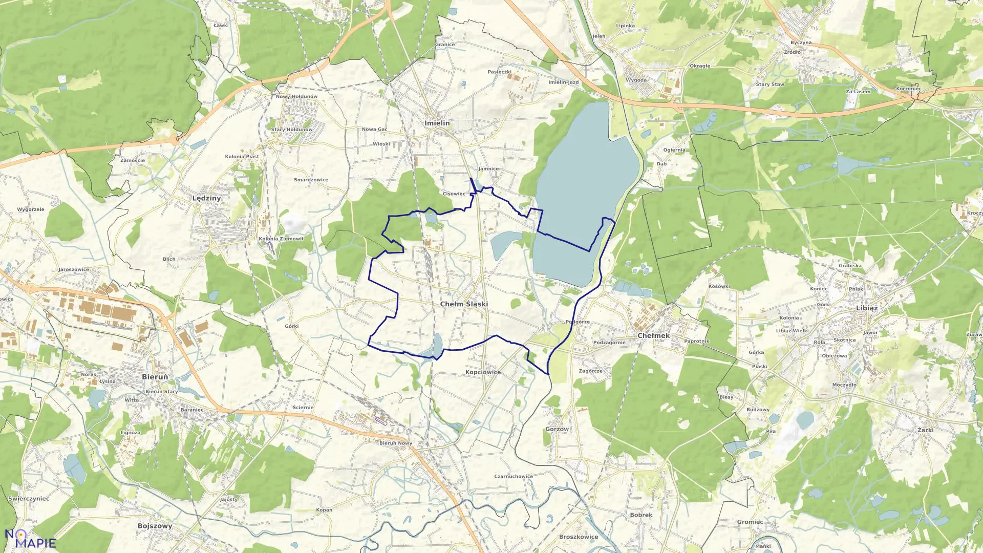 Mapa obrębu Chełm Śląski w gminie Chełm Śląski